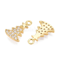 Christmas Theme Brass Micro Pave Clear Cubic Zirconia Charms&nbsp;KK-T073-13G