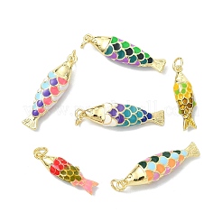 6Pcs 6 Styles Brass Enamel Pendants&nbsp;KK-CJ0005-84