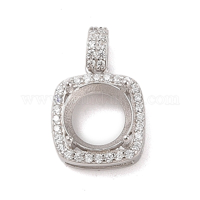 925 Sterling Silver Micro Pave Cubic Zirconia Pendant Setting&nbsp;STER-H113-04P-03-1