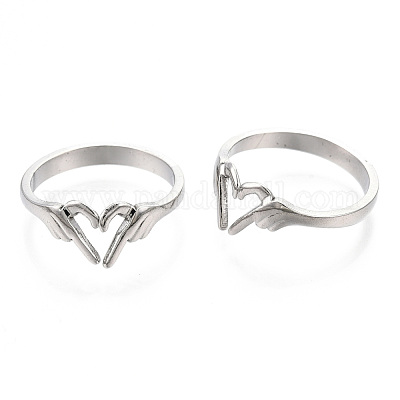 Wholesale Non-Tarnish 304 Stainless Steel Hand Heart Cuff Rings ...