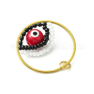 Glass Seed Beaded Evil Eye Pendants&nbsp;PALLOY-MZ00532-02-1