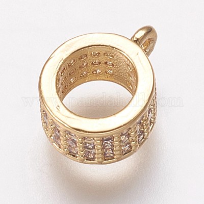 Brass Cubic Zirconia Tube Bails&nbsp;KK-P134-63G-1