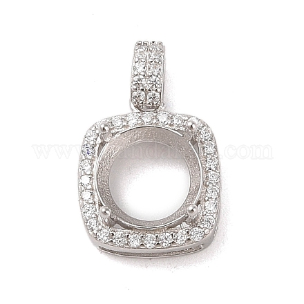 925 Sterling Silver Micro Pave Cubic Zirconia Pendant Setting STER-H113-04P-03-1