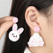 Easter Acrylic Dangle Stud Earrings, Rabbit, Left and Right, Pink, 52x35mm