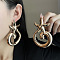 Iron Stud Earrings, Golden, Starfish, 87.6x54.7mm