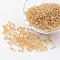 Round 8/0 Glass Seed Beads, Trans. Colours Lustered, Goldenrod, Size: about 3mm in diameter, hole: 1mm, about 1097pcs/50g