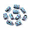 Handmade Polymer Clay Beads, Column with Jewelry Crafts Pattern, Sky Blue, 11x6~7.5mm, Hole: 2~3mm