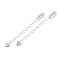Brass Ends with Chains, Cadmium Free & Nickel Free & Lead Free, Heart, 925 Sterling Silver Plated, 70mm, Hole: 2.5mm
