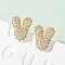 Brass Micro Pave Cubic Zirconia Stud Earrings, Pave Cluster Earring, Rack Plating, Long-Lasting Plated, Real 18K Gold Plated, Letter V, 13x10.5mm