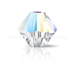 Preciosa&reg Crystal Beads, Czech Crystal, Bicone(451 69 302 Rondelle), 00030 201 Crystal Glitter, 3mm, Hole: 0.8mm