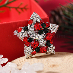 Christmas Theme Zinc Alloy Rhinestone Brooches for Backpack Clothes, Star