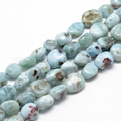 Natural Larimar Beads Strands, Grade A, Nuggets, 8~15x7~12x4~12mm, Hole: 1mm, about 30~45pcs/strand, 15.7 inch
