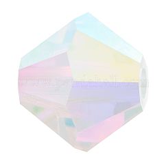 Preciosa&reg Crystal Beads, Czech Crystal, Bicone(451 69 302 Rondelle), 00030 20000 Crystal AB 2x, 4mm, Hole: 0.8mm