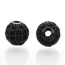 Rack Plating Brass Cubic Zirconia Beads&nbsp;ZIRC-S001-8mm-B04