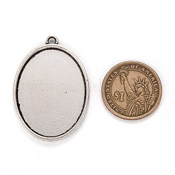 Tibetan Style Alloy Oval Tray Pendant Cabochon Settings&nbsp;LS-TIBEP-A19948-AS-LF