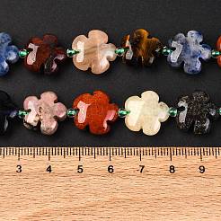 Mixed Natural Gemstone Flower Beads Strands&nbsp;G-L241B-07