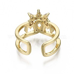 Brass Micro Pave Clear Cubic Zirconia Cuff Rings&nbsp;RJEW-S044-087-NF