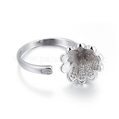 Rhodium Plated 925 Sterling Silver Cuff Rings&nbsp;STER-F048-02P