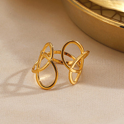 Irregular Line 304 Stainless Steel Cuff Open Rings&nbsp;WGB259B-01