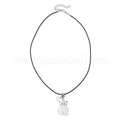 Glass Seed Beaded Star Angel Pendant Black Waxed Cotton Cord Necklaces&nbsp;NJEW-MZ00144-01