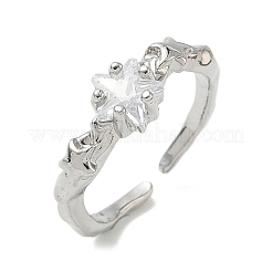 Brass Micro Pave Cubic Zirconia Cuff Open Rings&nbsp;RJEW-C163-20P