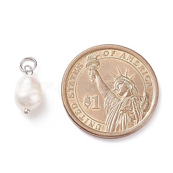 Grade B Natural Cultured Freshwater Pearl Charms&nbsp;X-PALLOY-JF01497-02
