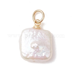 Baroque Natural Nucleated Pearl Keshi Pearl Square Charms&nbsp;PALLOY-JF04967