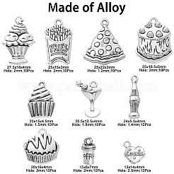 100Pcs 10 Styles Tibetan Style Alloy Pendants&nbsp;TIBEP-CJ0002-55