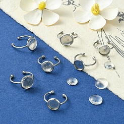 DIY Blank Dome 304 Stainless Steel Open Cuff Rings Making Kit&nbsp;DIY-YW0008-56