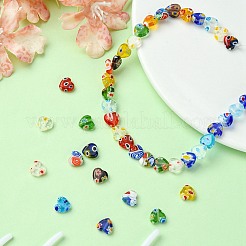 Heart Handmade Millefiori Glass Beads Strands&nbsp;LK-YW0001-07