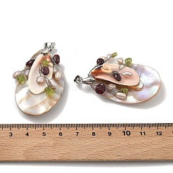 Natural Shell & Pearl & Peridot Big Pendants&nbsp;KK-XCP0002-18