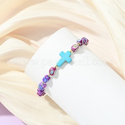 Synthetic Turquoise & Natural  Imperial Jasper Beads Stretch Bracelets for Women Men&nbsp;BJEW-JB13846