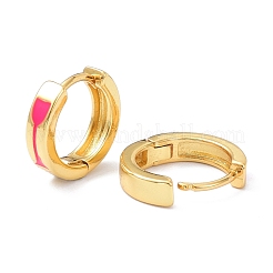Brass Enamel Hoop Earrings&nbsp;KK-P205-15G