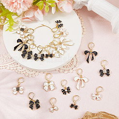 20Pcs 10 Styles Bowknot Alloy Enamel Pendant Locking Stitch Markers&nbsp;HJEW-SC00161