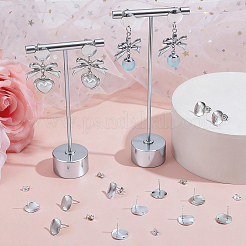 20Pcs Flat Round Brass Stud Earring Findings&nbsp;KK-BBC0028-25