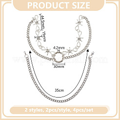 4Pcs 2 Styles 201 Stainless Steel Cuban Link Chains & Alloy Boot Strap Chains&nbsp;HJEW-GO00207