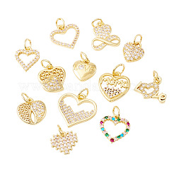 12Pcs 12 Styles Brass Micro Pave Cubic Zirconia Pendants&nbsp;KK-TA0002-31
