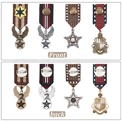 4Pcs 4 Style Shield & Eagle & Star Retro British Preppy Style Alloy & Iron Pendant Lapel Pins&nbsp;FIND-GA0002-86
