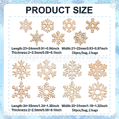200Pcs Christmas Theme Unfinished Wood Snowflake Sheets&nbsp;FIND-BC0014-53