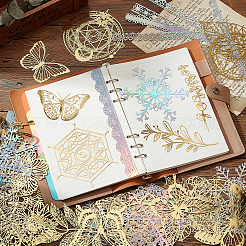 5 Bags 5 Style Waterproof Hot Stamping PET Mixed Pattern Stickers&nbsp;DIY-GL0006-01