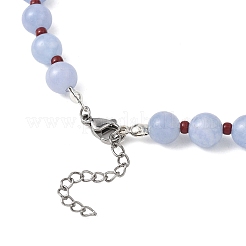 8.5MM Round Dyed Natural Malaysia Jade with Glass Seed Beaded Necklaces for Women&nbsp;NJEW-JN05646-01