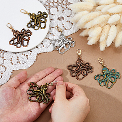 8Pcs 4 Colors Tibetan Styles Alloy Octopus Pendant Decorations&nbsp;HJEW-DC00102