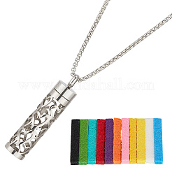 1Pc Stainless Steel Mini Hollow Column Perfume Bottle Necklaces&nbsp;NJEW-SP0001-01