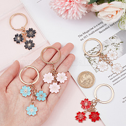 5Pcs 5 Colors Solid Color Sakura Enamel Keychain&nbsp;KEYC-CP0001-16
