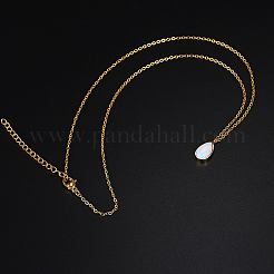 Opalite Teardrop Pendant Necklace with Stainless Steel Chains&nbsp;JD6752-1
