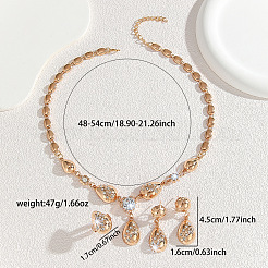 Teardrop Alloy Rhinestone Pendant Necklaces & Stud Earring & Rings Sets for Women&nbsp;FS-WG09A79-01