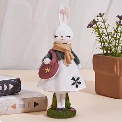 Resin Standing Rabbit Statue Bunny Sculpture Tabletop Rabbit Figurine for Lawn Garden Table Home Decoration ( White )&nbsp;JX082A