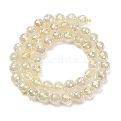 Electroplated Natural Agate Beads Strands&nbsp;G-B191-A07-8mm-02