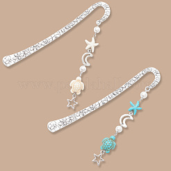 6Pcs 2 Colors Alloy Hook Bookmarks&nbsp;AJEW-CP0009-17