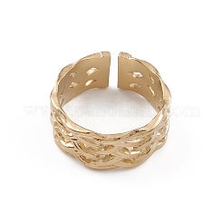 Ion Plating(IP) 304 Stainless Steel Hollow Net Open Cuff Rings for Women&nbsp;RJEW-G285-05G